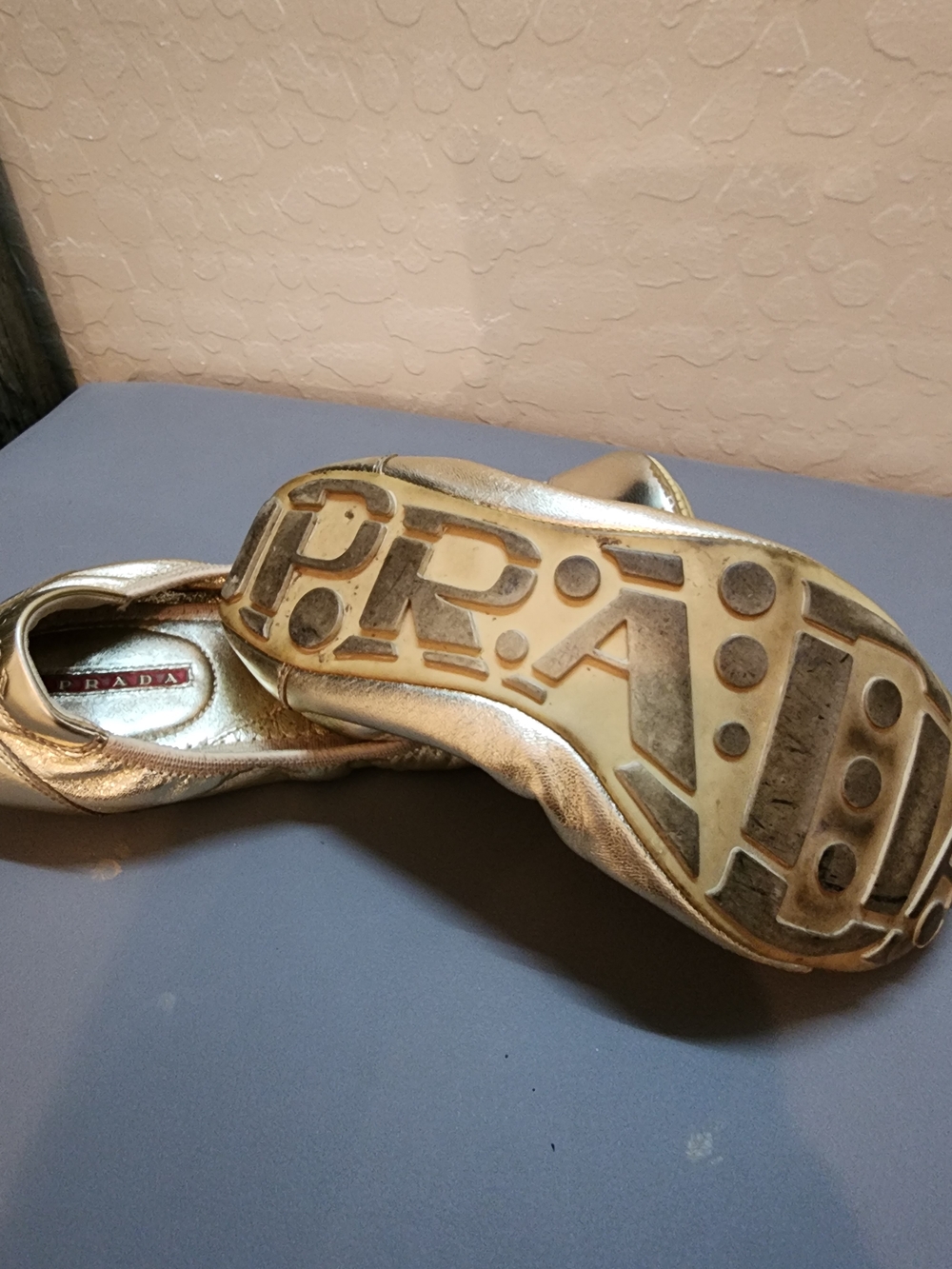 Prada Metallic Gold Leather Ballet Flats - Picture 5 of 5